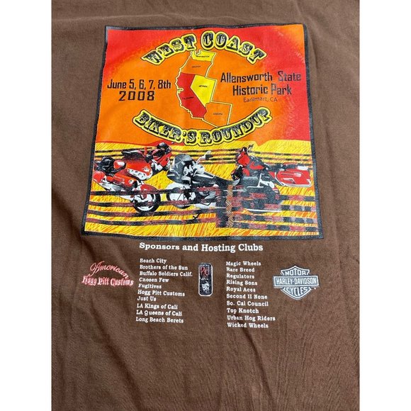 West Coast Round Up Biker Harley Davidson Motorcycle 3XL Tee shirt - Picture 4 of 11